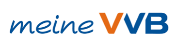 Logo von "meine VVB" in Blau und Orange.