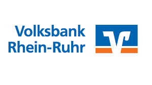 Volksbank Rhein-Ruhr Logo mit blauem und orangefarbenem Design.