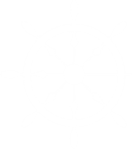 Weißes Schiffssteuerrad auf transparentem Hintergrund.