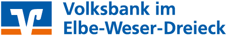 Volksbank Logo mit Schriftzug "Volksbank im Elbe-Weser-Dreieck".