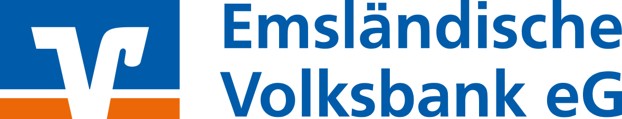 Logo der Emsländische Volksbank eG in Blau und Orange.