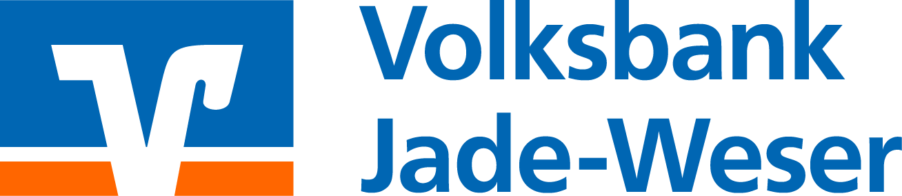 Logo der Volksbank Jade-Weser in Blau und Orange